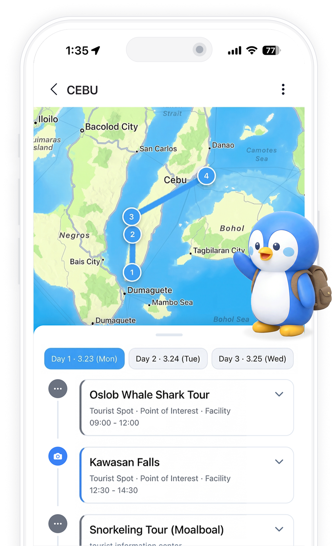 AI planner app screen