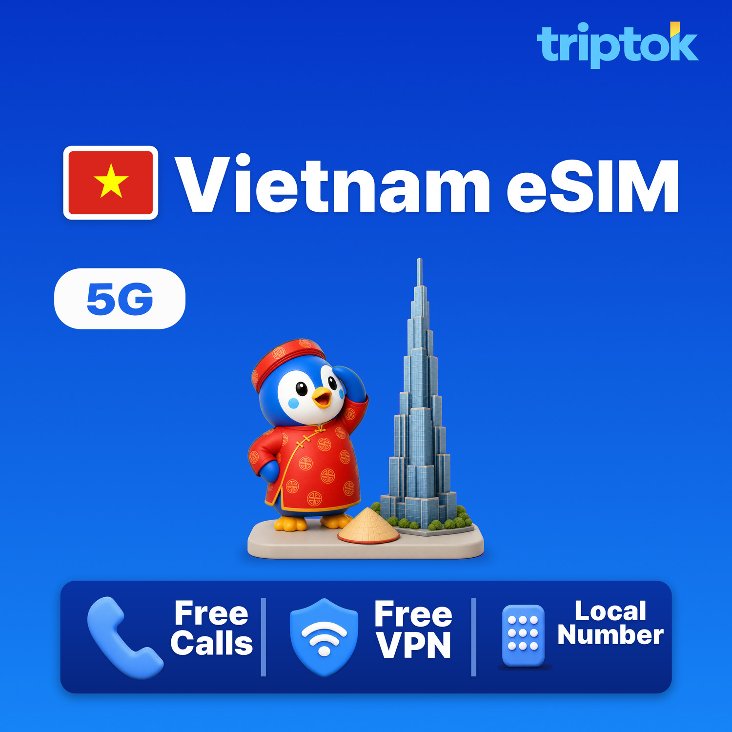 Vietnam eSIM 5G Viettel Mobifone Unlimited Data Call, Free VPN