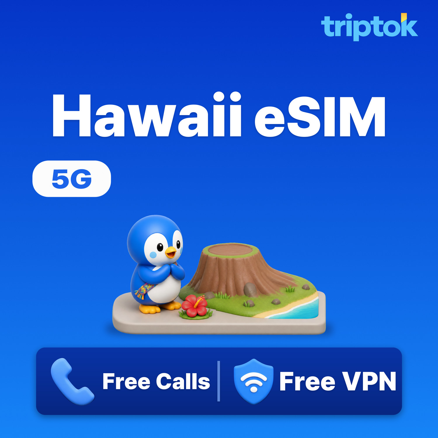 Hawaii Honolulu eSIM 5G Unlimited Data with Phone & Free VPN