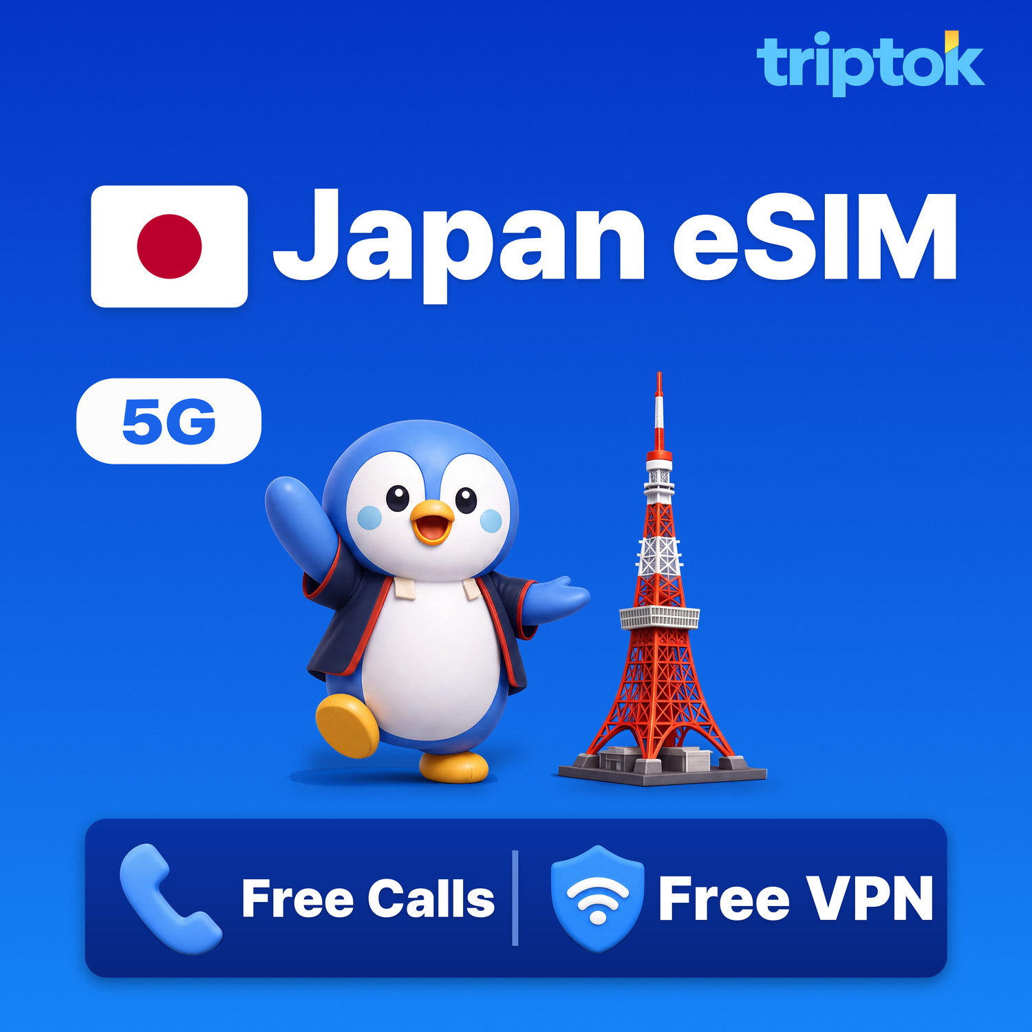 Japan Nationwide eSIM 5G Docomo SoftBank Pay-As-You-Go Daily Unlimited Calls & VPN
