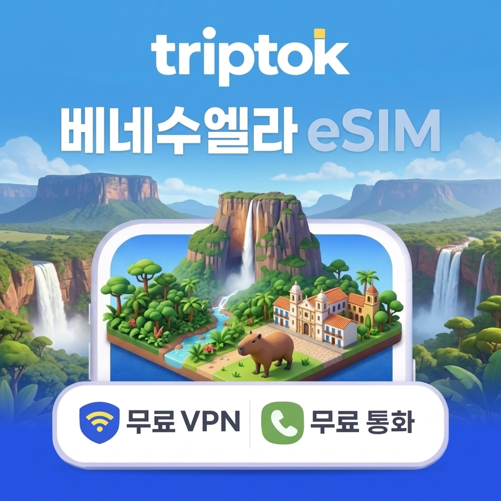 베네수엘라 eSIM 이심 무제한 데이터 VPN 전화 무료 제공 1분 개통