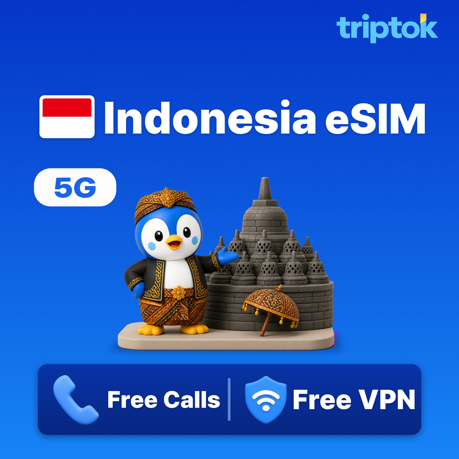 Indonesia eSIM 5G Telkomsel XL Unlimited Data Call, Free VPN Bali