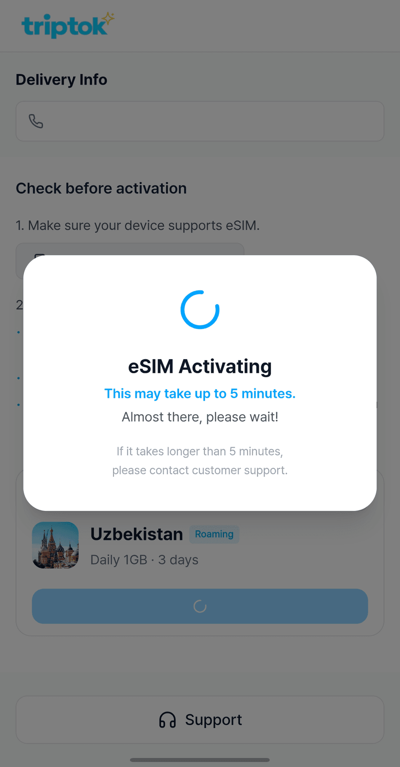 eSIM activation loading