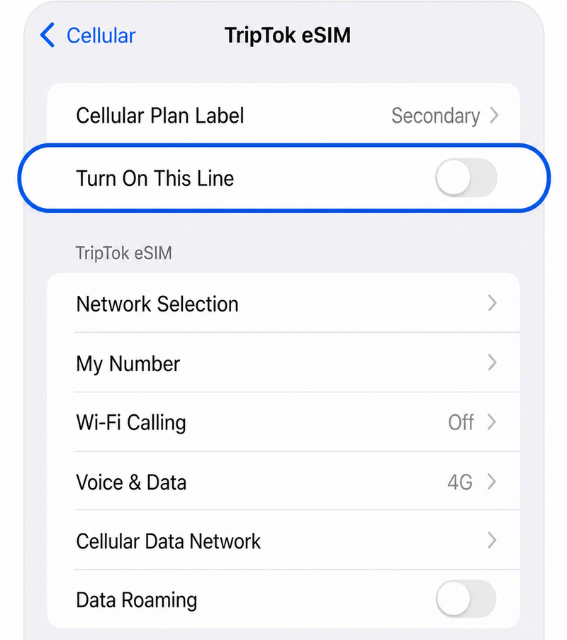 Turn off eSIM line