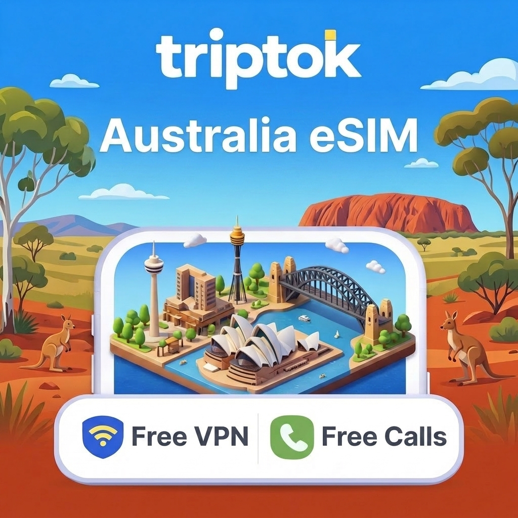 Australia Sydney eSIM 5G Telstra Optus Unlimited Data Call, Free VPN