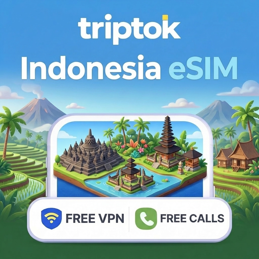 Indonesia eSIM 5G Telkomsel XL Unlimited Data Call, Free VPN Bali