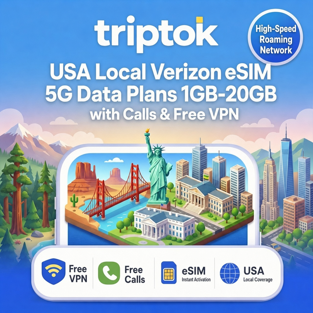 USA Local Verizon eSIM 5G Data Plans 1GB-20GB with Calls & Free VPN