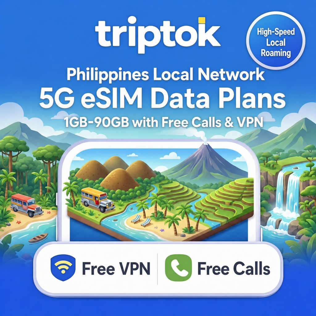 Philippines Local Network 5G eSIM Data Plans 1GB-90GB with Free Calls & VPN
